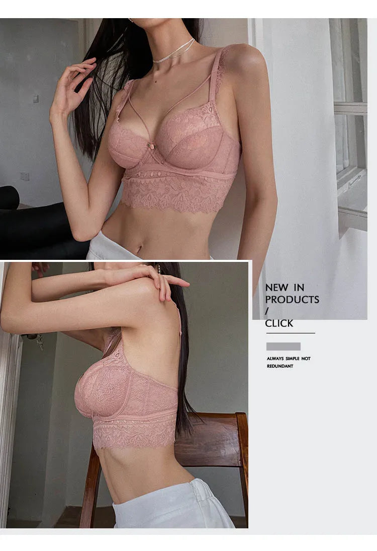 CINOON Top Classic Bandage Bra Set Lingerie Push Up Brassiere Lace Underwear Set Sexy Transparent Panties For Women underwear