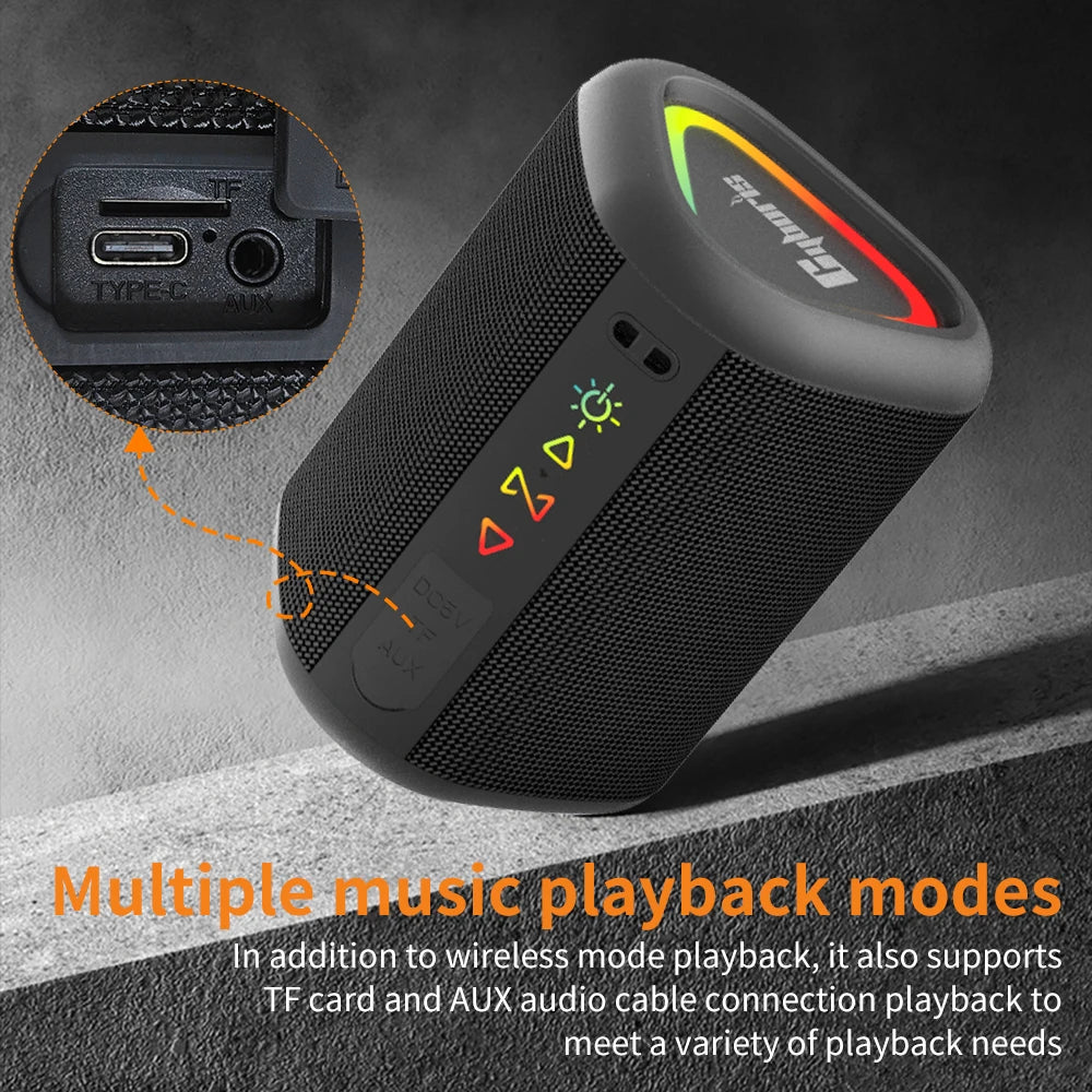 Small Wireless Speaker IPX6 Waterproof Portable BT5.3, Stereo, TWS Pairing, LED, Call, Radio, IPX6 Waterproof, TF Card, AUX, S1
