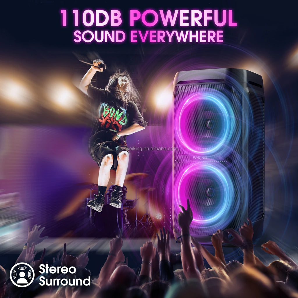 W-KING T11 5.25 Inches Stereo Portable Professional Wireless Big Speakers Outdoor DJ Bluetooth Party Speaker With LED Light