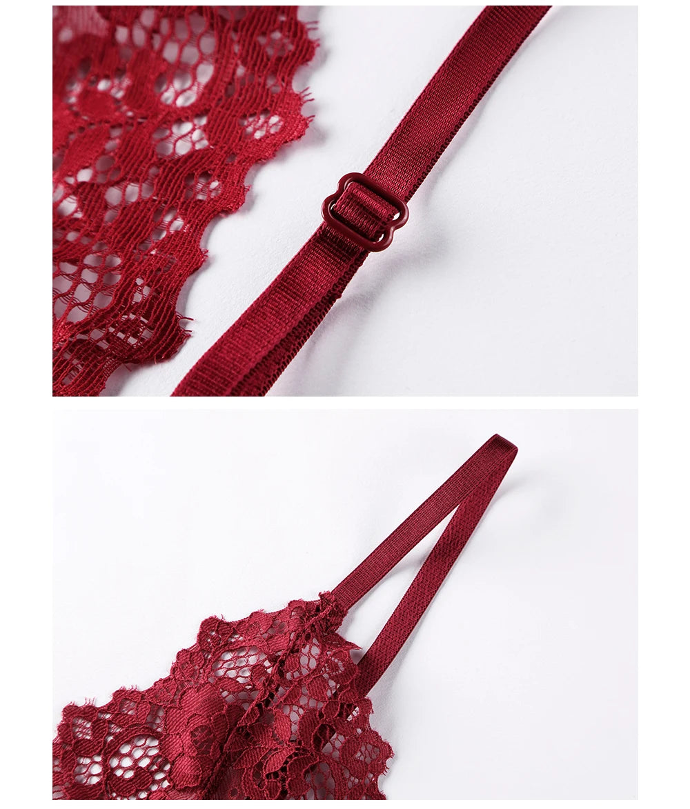 1 Set Women's Lingerie Sexy Lace Bra Thongs Set Woman Underwear Bralette Push Up Tube Tops Bras Panties Suit For Lady BANNIROU