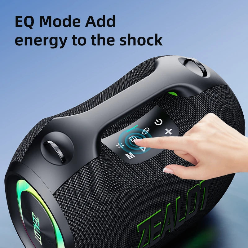 ZEALOT 120W High-Power Waterproof Party Speaker with RGB LED Lighting & 2 Microphones for Home & Corporate Events ZE01