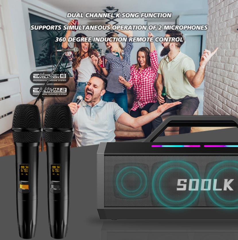SODLK 150W Portable Wireless Speaker Loud Stereo System with Dual Microphones for Home Theatre Karaoke  Outdoor Party