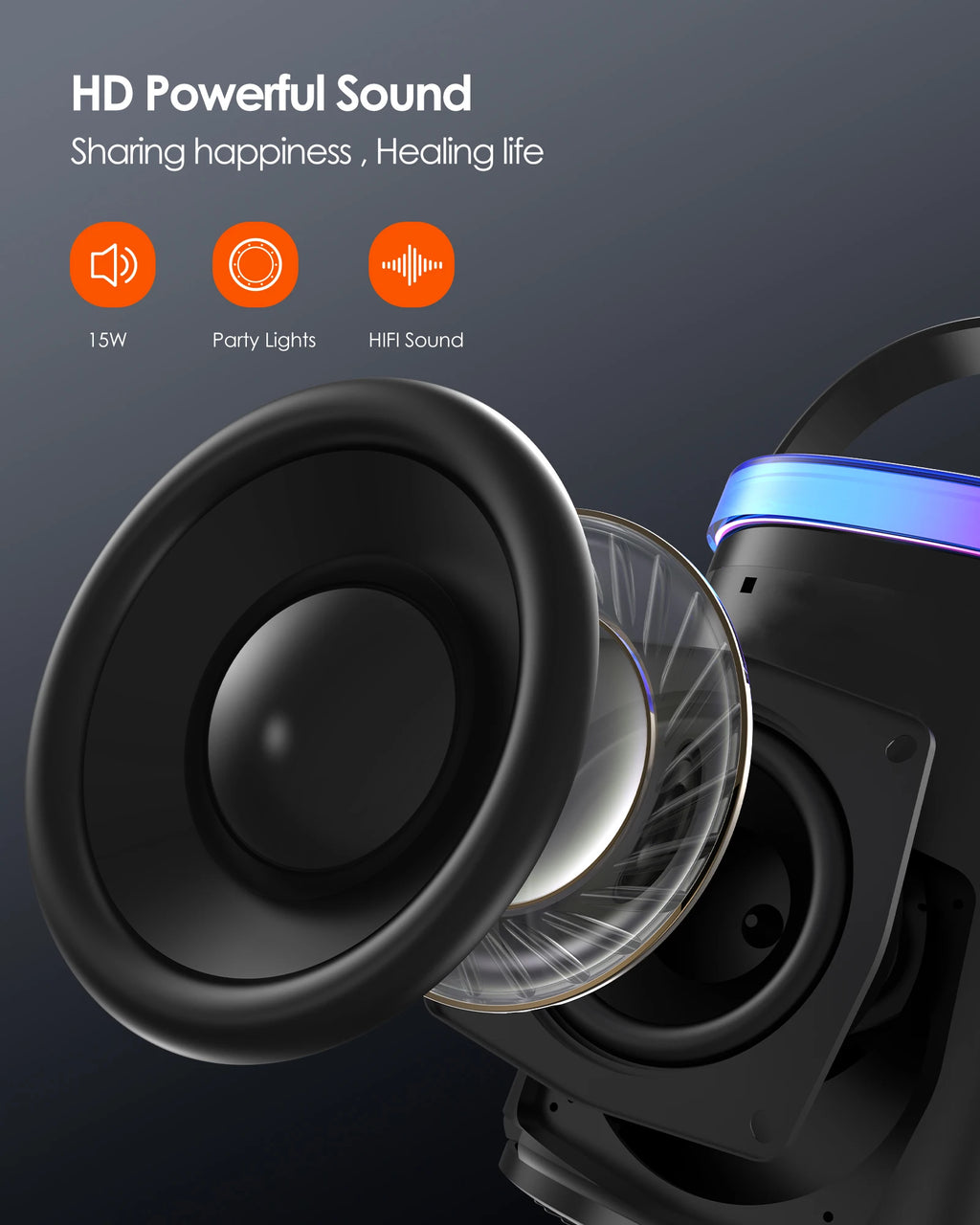 Karaoke Machine,Portable Bluetooth Karaoke Speaker with Dual Wireless Microphones, Dynamic RGB Party Lights