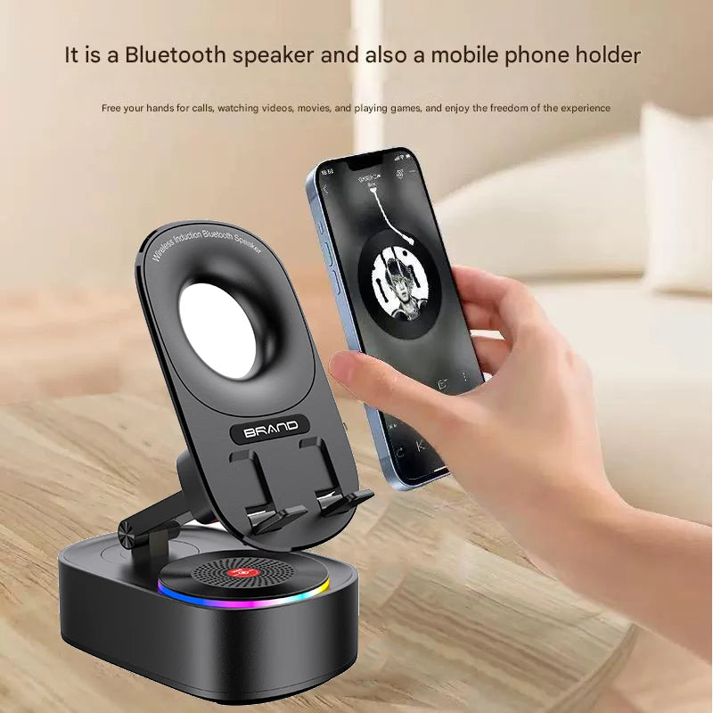 Portable HiFi Sound Quality for Bluetooth 5.3 Wireless Speaker RGB LED Lighting 5W Output Charging Function Phone Stand