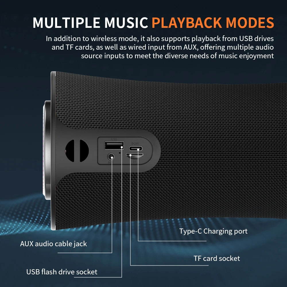 T16 Blue-tooth Speakers 80W Enhanced Bass Portable Outdoor Wireless Speaker 30Hrs IP7 Waterproof Shower Speaker Bluetooth 5.3