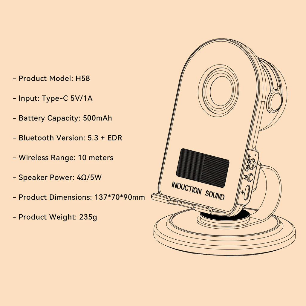 H58 Sensing Model Elder Phone Speaker 360 Degree Rotation Stand BT Speaker Creative Gift Customizable OEM Stock Battery Powered