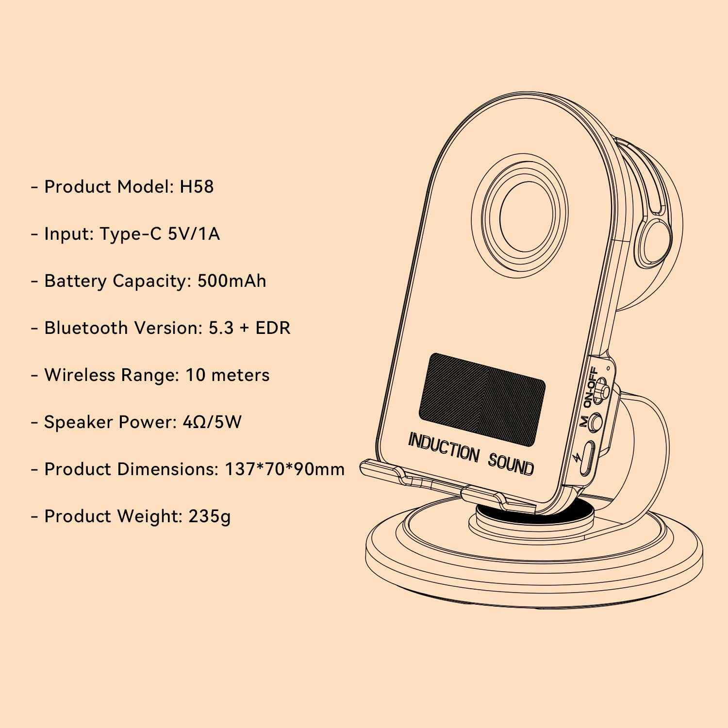 H58 Sensing Model Elder Phone Speaker 360 Degree Rotation Stand BT Speaker Creative Gift Customizable OEM Stock Battery Powered