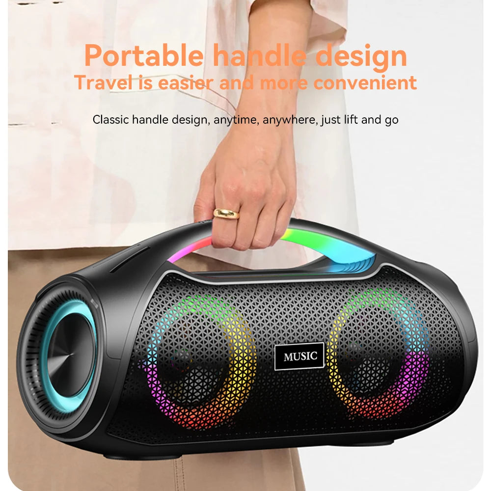 80W Peak Portable Wireless Speaker Karaoke Machine with 2 Microphones Waterproof Loud Stereo Portable Deep Bass RGB for Outdoor