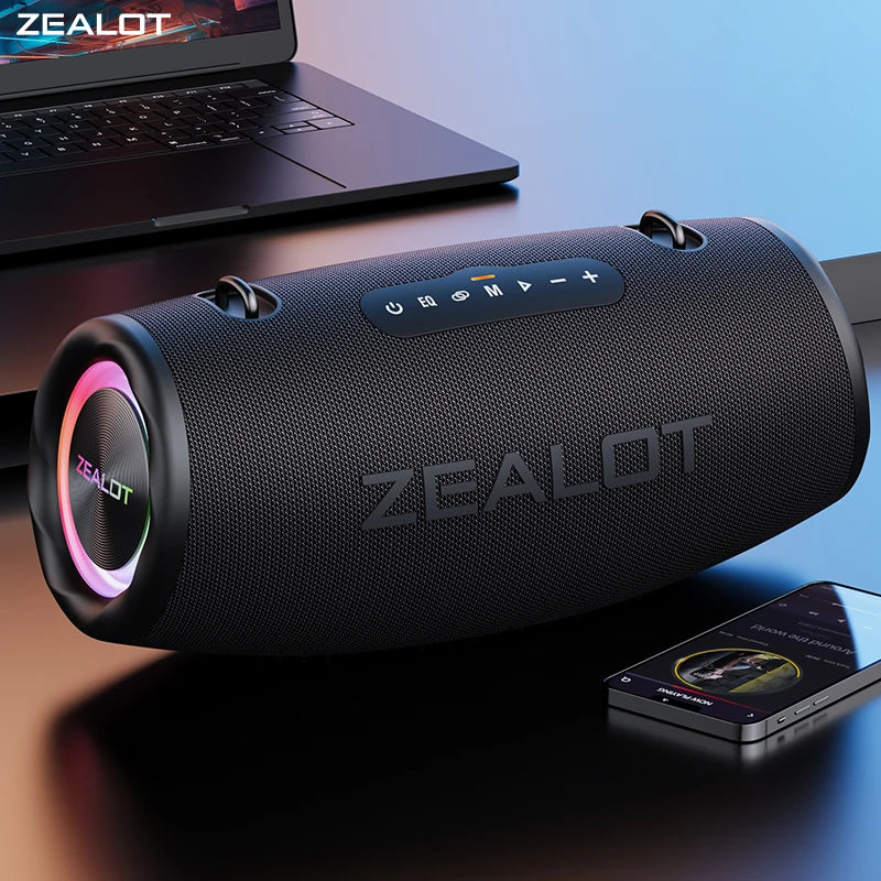 Zealot S87 Outdoor Party Speaker Professional Bluetooths 80W Bass Powered Portable Subwoofer Wireless RGB LED Light Hifi Speaker