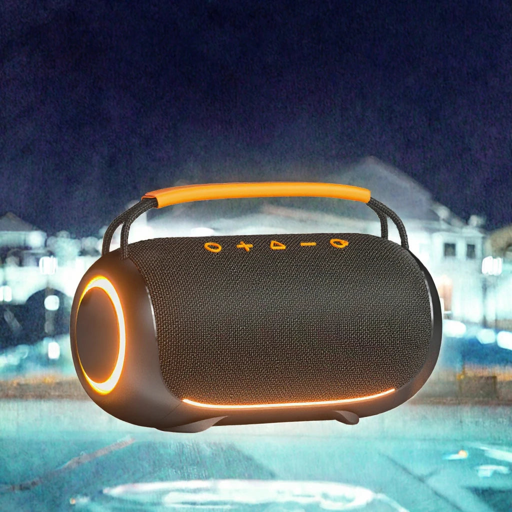 Portable Wireless for Bluetooth Speakers BT 5.3 Sound Boombox with RGB LED Lighting 40W Output Waterproof Outdoor Subwoofer