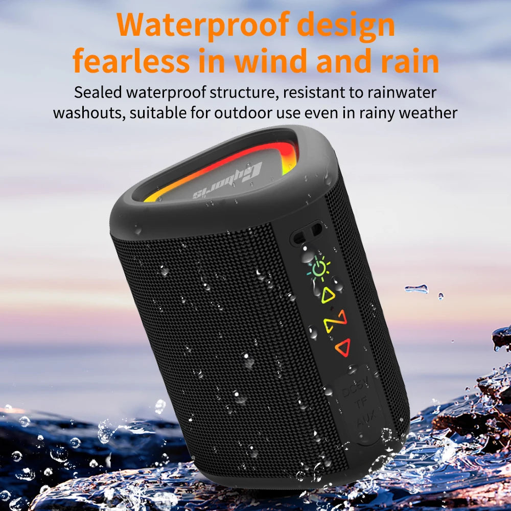 Small Wireless Speaker IPX6 Waterproof Portable BT5.3, Stereo, TWS Pairing, LED, Call, Radio, IPX6 Waterproof, TF Card, AUX, S1