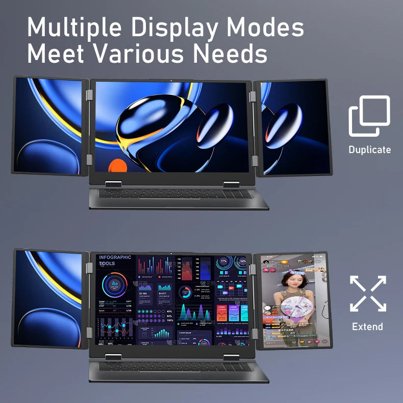 Business Laptops 16 Inch Dual 10.5 Inch Triple Screen Display Laptop Core I7 1260P Max 64GB DDR4 4TB SSD Laptop