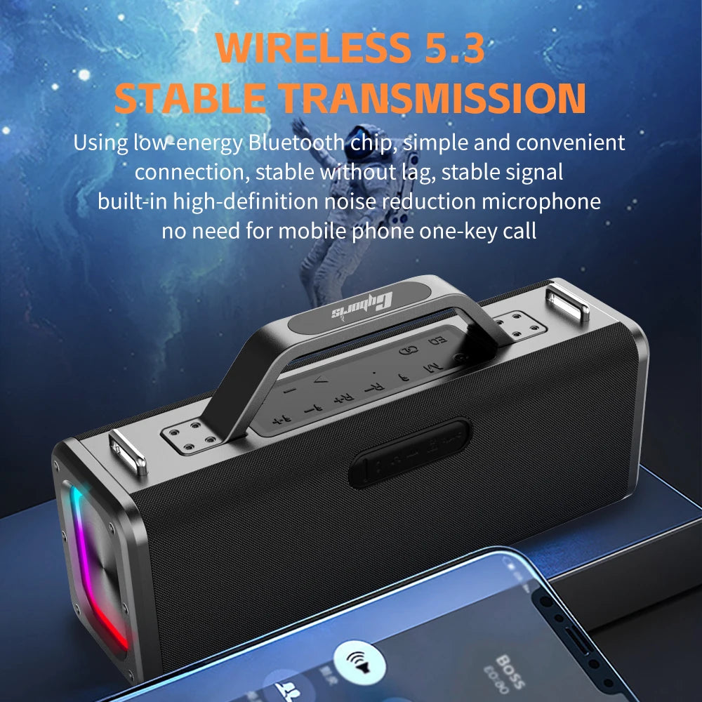 Cyboris X12 200W Deep Bass Subwoofer Speaker Portable with Lond Sound Live Broadcast with KARAOKE Microphones for Outdoor Party
