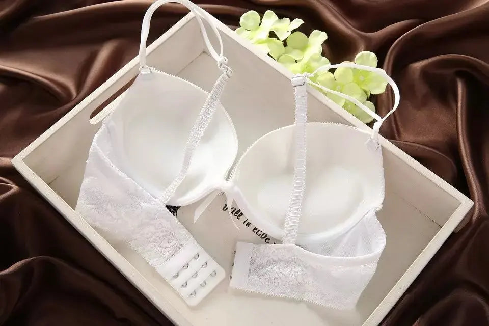 Femme Underwear Set Sexy Panties Lace Lingerie Push Up Thin 3/4 Cup Bralette Hollow Out Briefs Bra Panty Beauty Back Top Bottoms