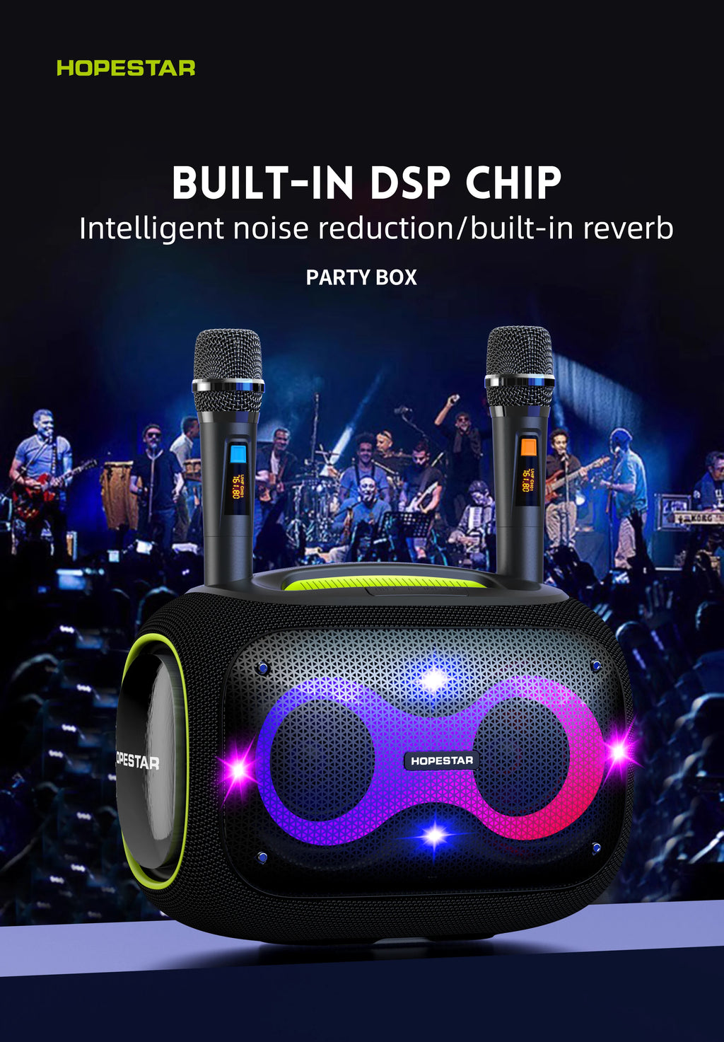 HOPESTAR 120W Partybox Outdoor Waterproof Wireless Bluetooth Speaker Home Theatre USB TF Home Party Karaoke Bass Effects