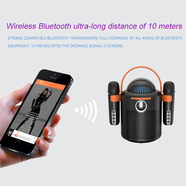 2024 New Design Mini Portable Bluetooth Karaoke Speaker Wireless Audio System with Mic RGB Lighting for Home Theater Parties
