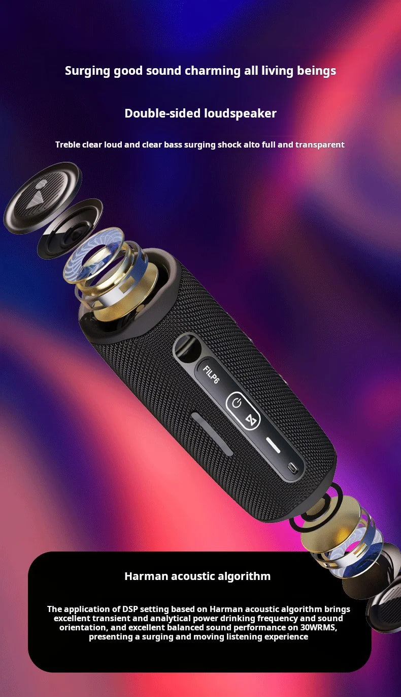 6 Outdoor Waterproof Speaker Can TF Card Slot Wireless Subwoofer Mini Portable Speakers Party Subwoofer  Speaker