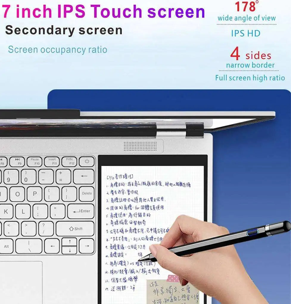 New 15.6"+7" Inch IPS 1080P OEM Intel Celeron N95 Quad Core 500GB SSD Custom Business Dual Screen Touch Wireless Office Laptop