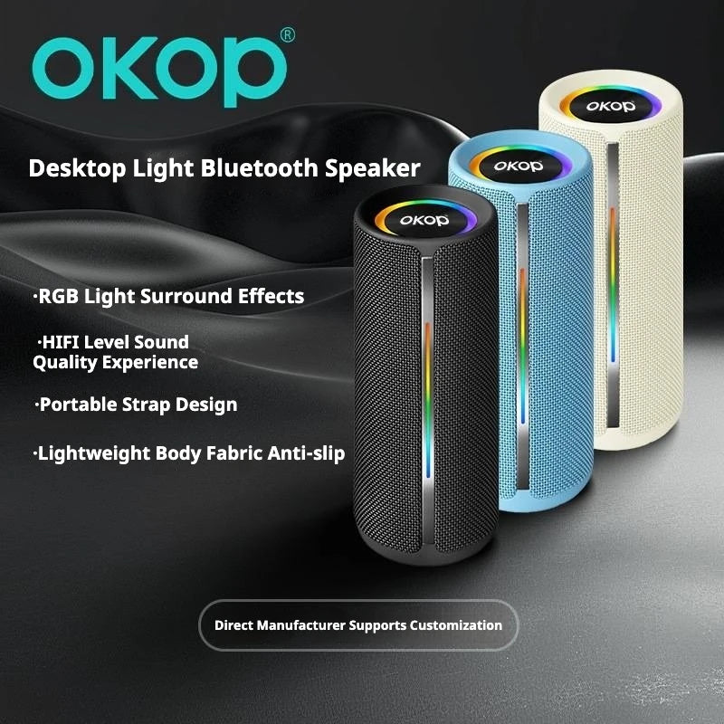 OKOP817 Wholesale IPX5 Waterproof Portable Wireless for V5.3 Speaker RGB LED Light Long Battery Life 10M Range Memory Card