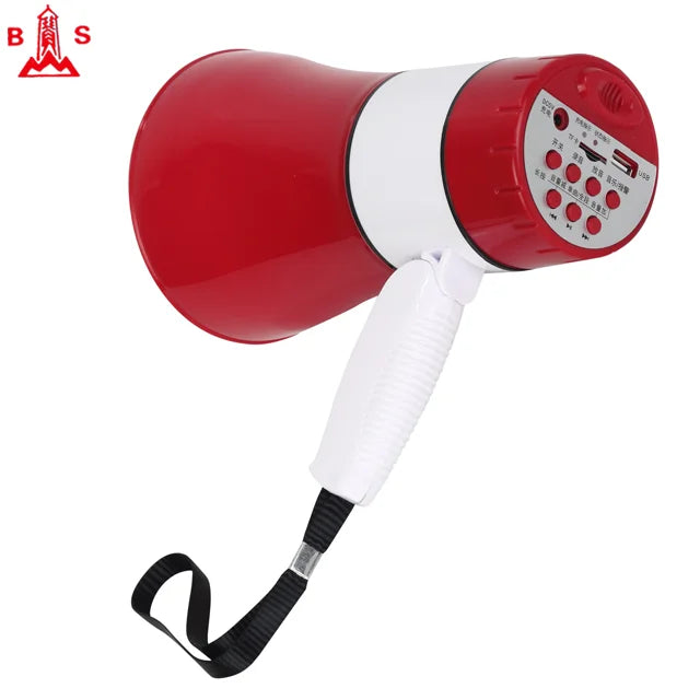 High Electroacoustic Fidelity Portable Rechargeable Megaphone Foldable Handheld Loudspeaker