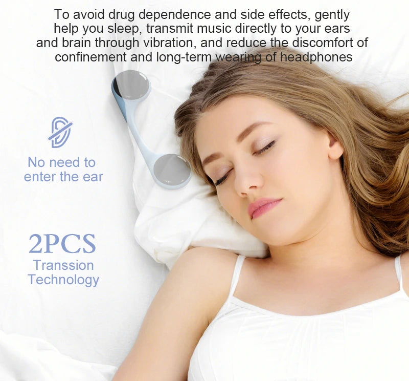New Glasses Bone Conduction Speaker Bluetooth Sound Sleep Aid Device with 10 White Noise Music Tracks