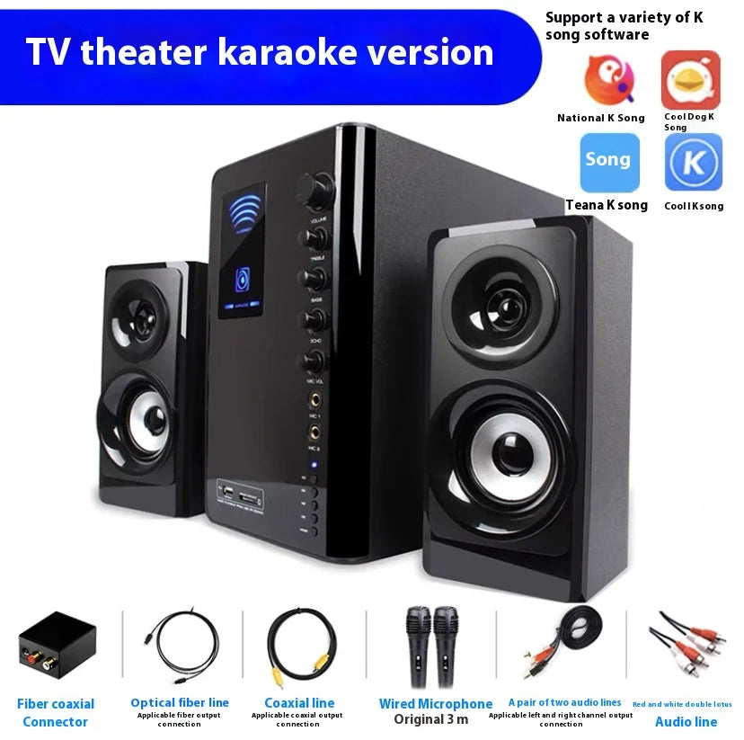 60W Active Multimedia Desktop Karaoke Subwoofer Home Theater System for Bluetooth for Living Room TV Sound Cinema for Home Use