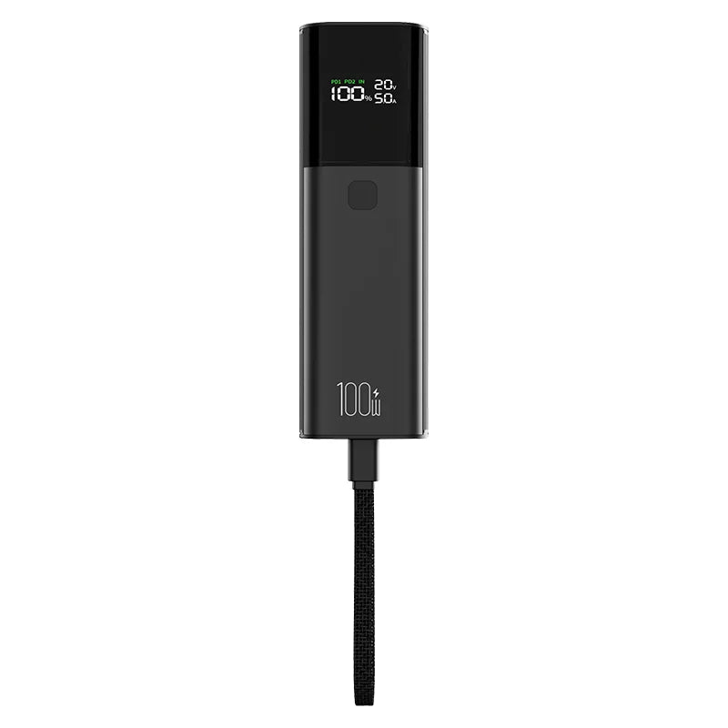 LCD Screen Display  Power Bank 10000mah PD 100W Custom Power Bank Super Fast Charging with Built in Cable for Laptop