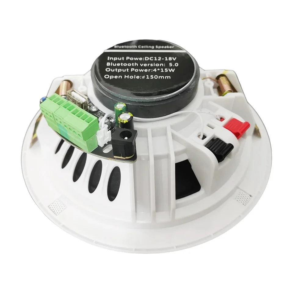 6-Inch 15W Active Load Indoor Audio Ceiling Speaker Waterproof Digital Class D Amplifier for Bluetooth Home Theatre 15W Battery