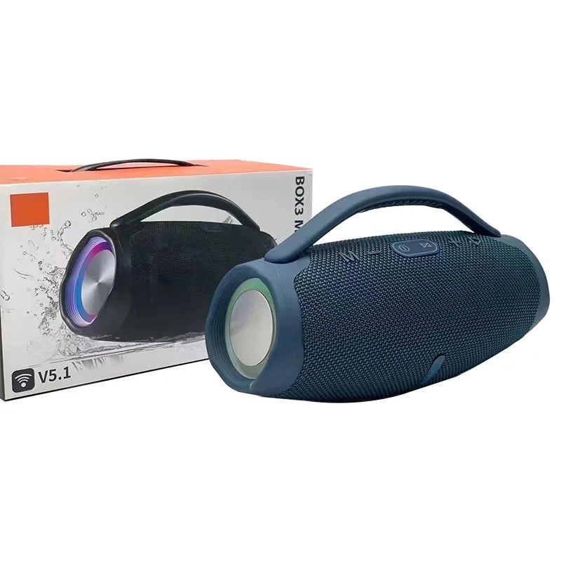 Mini Boombox3  LED Speaker 10W Bass With Handle Portable Wireless Music Player Waterproof Column Outdoor Party Box Gift