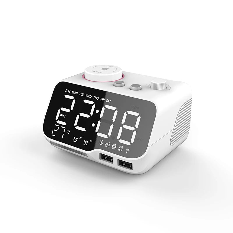 M9 New Product 5W Bass Alarm Sound Digital Bedside Sleep Alarm Clock Radio for Bluetooth Speaker Desk Charger in Blue for Hotels