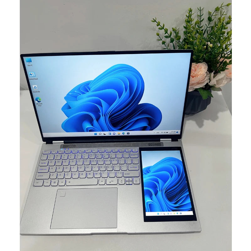 New 15.6"+7" Inch IPS 1080P OEM Intel Celeron N95 Quad Core 500GB SSD Custom Business Dual Screen Touch Wireless Office Laptop