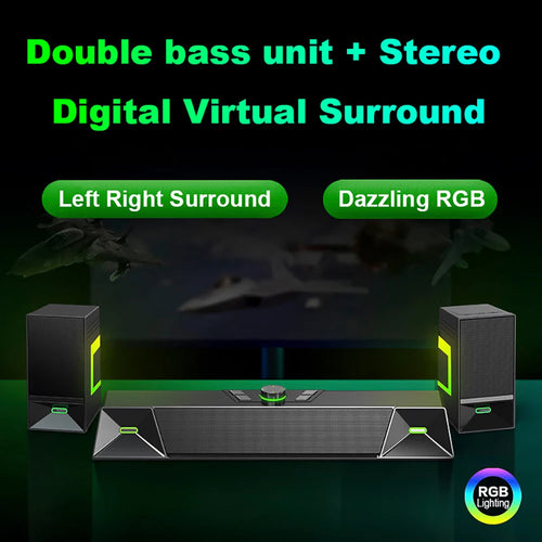 2.1CH Bluetooth Gaming Soundbar With External Independent Subwoofer Small Size Plastic Cabinet