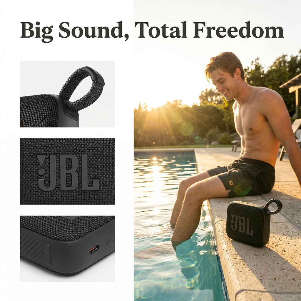 JBL GO4 Music Brick Portable Bluetooth Speaker Auracast Multi-Speaker Pairing ,Up to 7H Playtime + 2H Boost