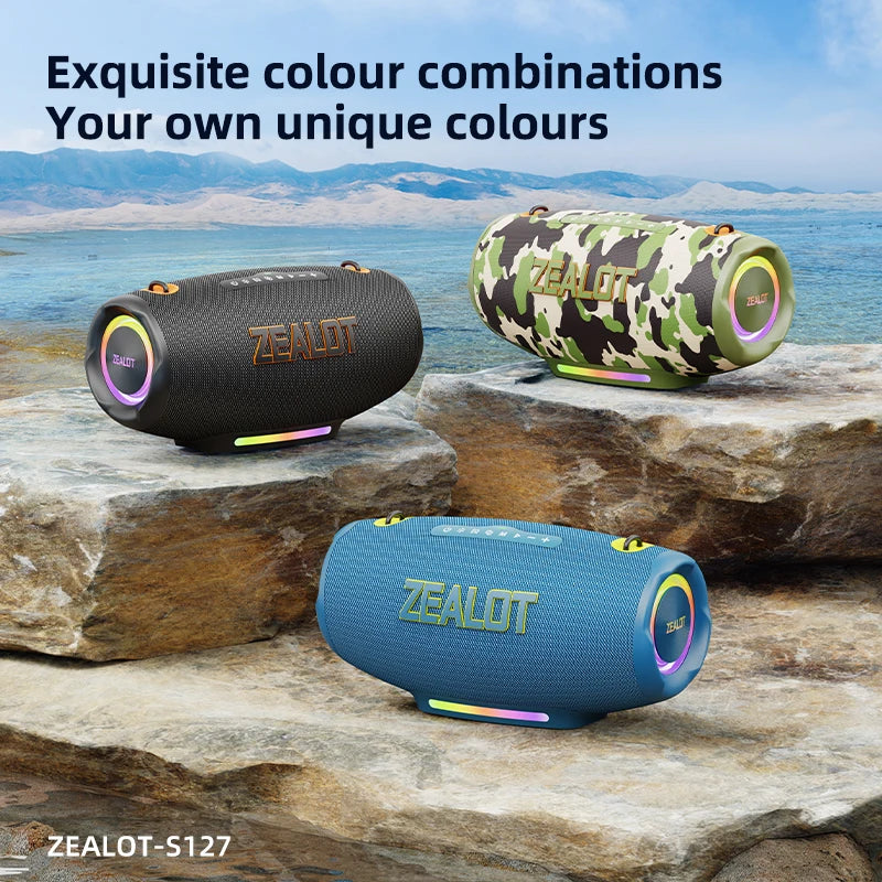 Zealot S127 100W Wireless Speaker 24000mAh Battery Power Bank RGB LED BT5.4 IPX6 Waterproof Portable Super Bass Outdoor Speaker