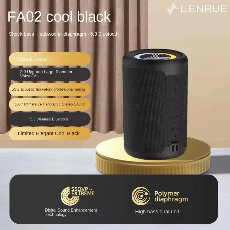 5W Portable Bluetooth Speaker with Colorful LED Lights, TWS Stereo Sound, Type-C AUX/TF Card Support, and 12-Hour Playback