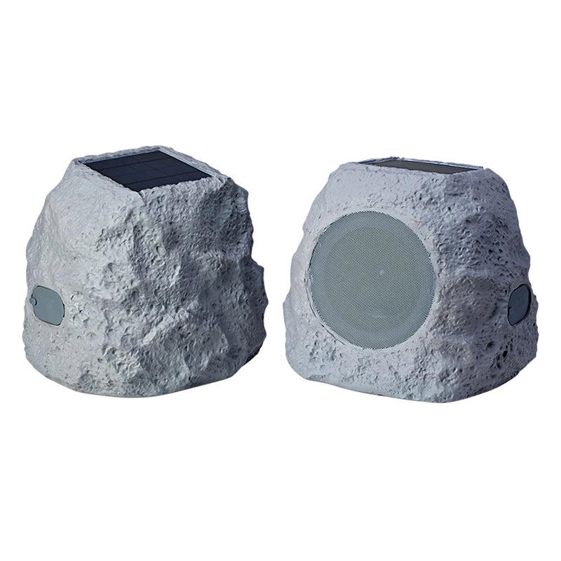 Rock BT 5.3 Speaker Connect, Stone, Wireless Outdoor , 22-Hour Battery Life, with Solar Charging, IP65 Water & Dust Resistant