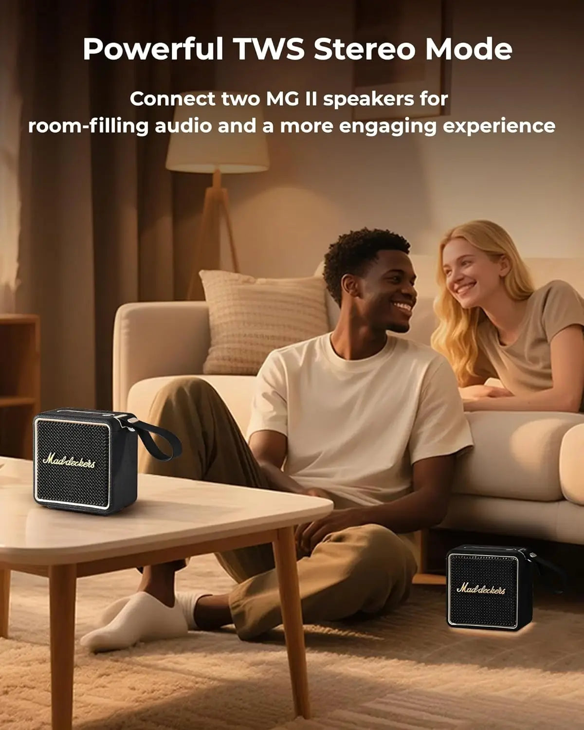 MG II Portable Bluetooth Speaker 5.3 Stereo Speaker 40W Deep Bass DSP Sound RGB Lights IPX7 Waterproof Outdoor 17H+ Playtime