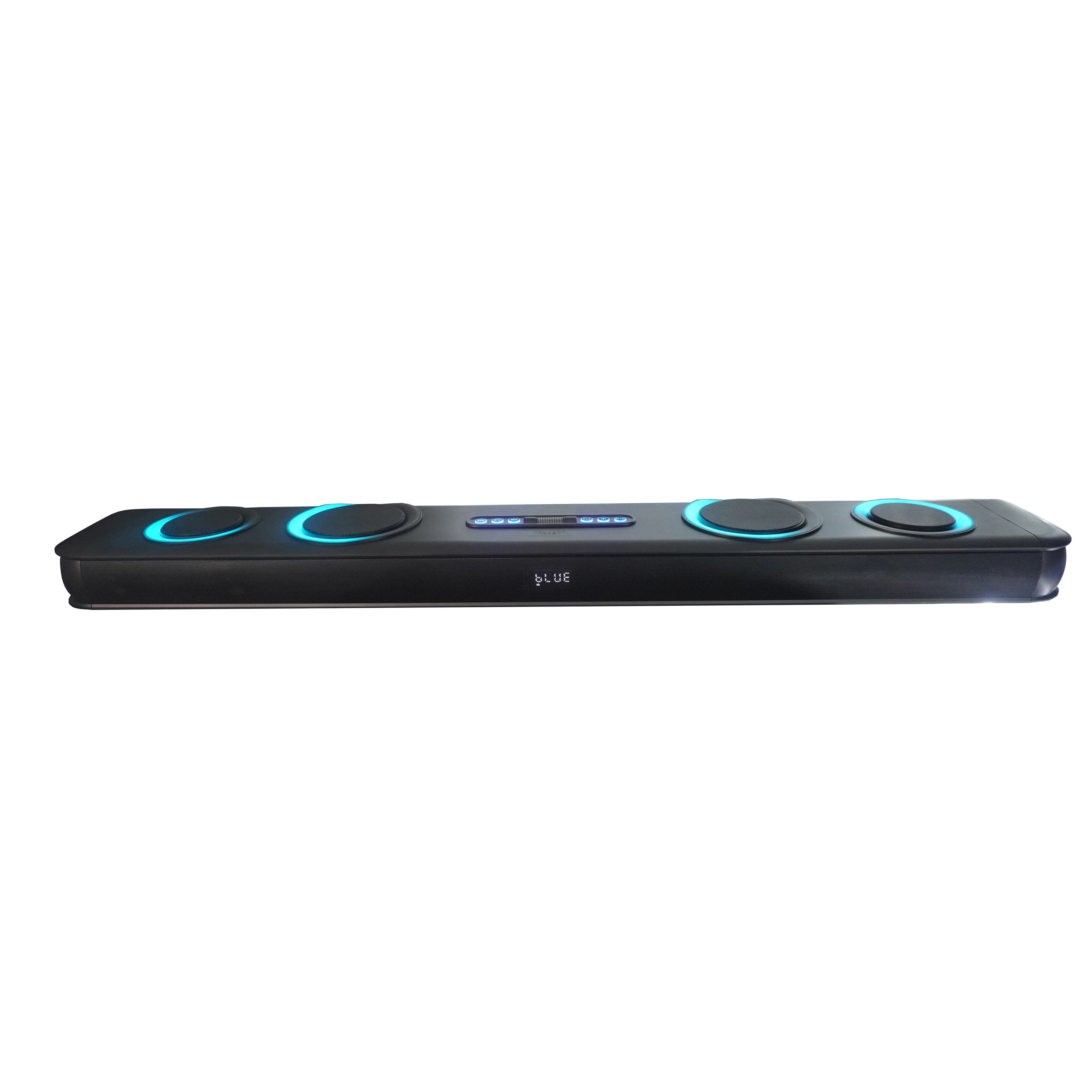 2.1CH for Bluetooth Home Theatre Soundbar with Built-In Subwoofer & Wireless Microphone Plastic Speaker Cases for Family Karaoke