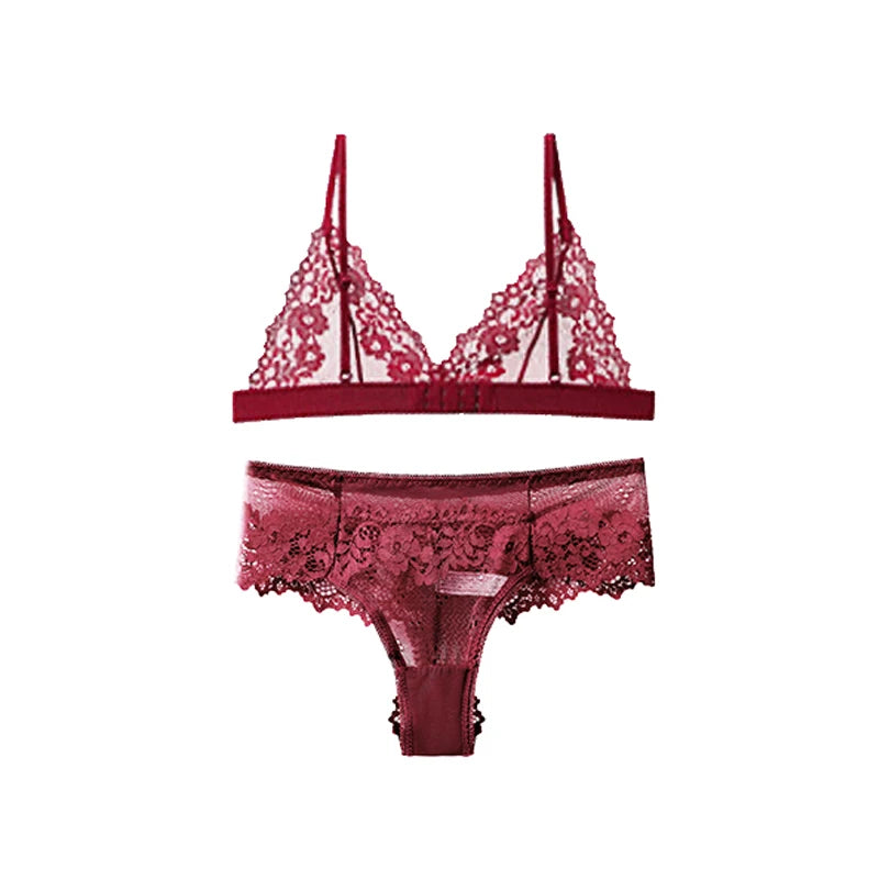 1 Set Women's Lingerie Sexy Lace Bra Thongs Set Woman Underwear Bralette Push Up Tube Tops Bras Panties Suit For Lady BANNIROU