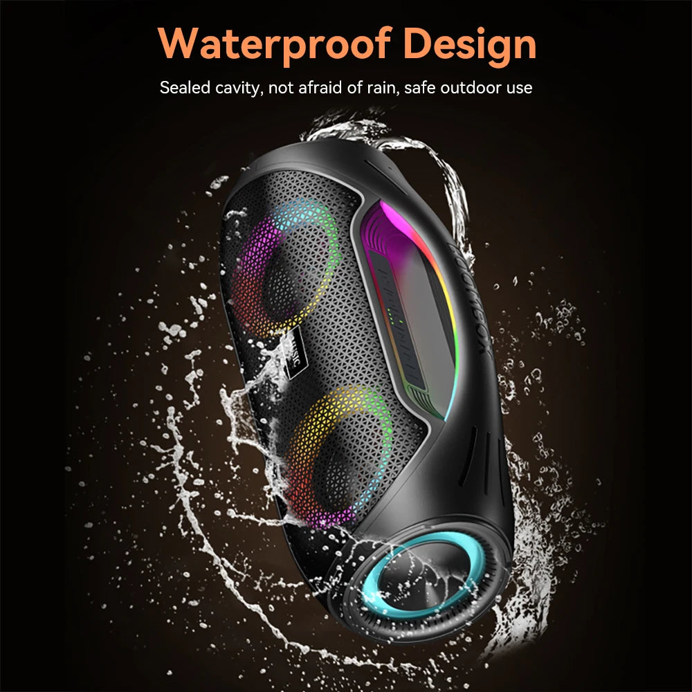 80W Peak Portable Wireless Speaker Karaoke Machine with 2 Microphones Waterproof Loud Stereo Portable Deep Bass RGB for Outdoor