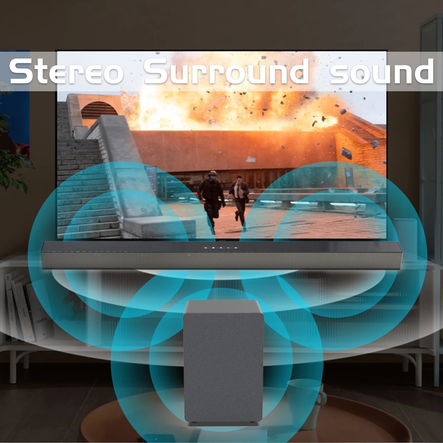 84W TV Sound Bar with Subwoofer Box Soundbar 2.1 Wireless Speaker Home Theater Surround Sound System Aux/USB/Optical/Coaxial/RCA