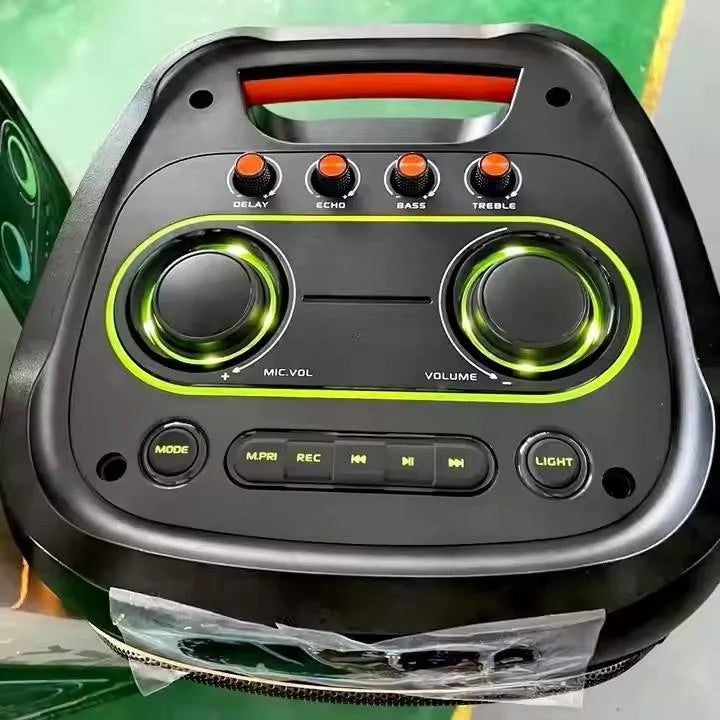 High Quality 8' Portable Party Speaker RGB LED Lights for 5.3 Wireless USB Memory Card Support 3000-5000mAh Mobile Phone