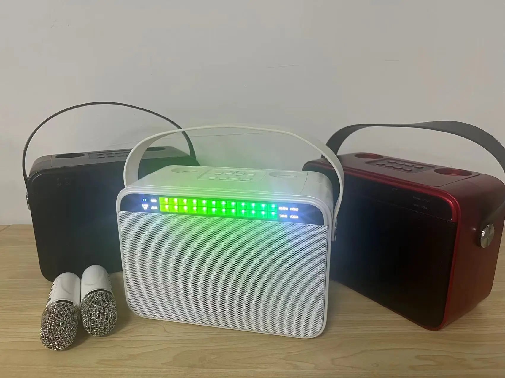Wireless Bluetooth Microphone with Remote Control Portable Handheld Speaker Karaoke Machine Style for Kids Colorful LED Light