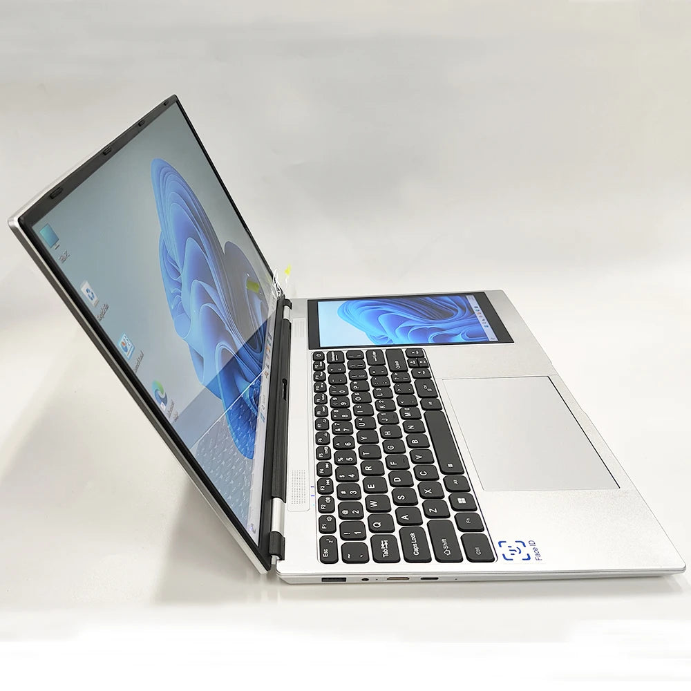 Factory Brand New 15.6"+7" Dual Touch Screen  Face Recognition Business Laptops Intel N95 CPU Portable Ultrabook Aluminum Laptop