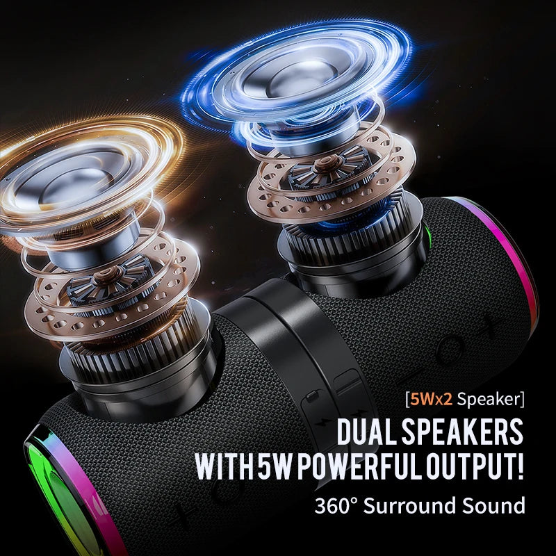 High-Quality New Split-Type Speakers 2 Main Units with 5W*2 BT5.4 BT369 RGB LED Light Rechargeable Battery for Outdoor/Indoor
