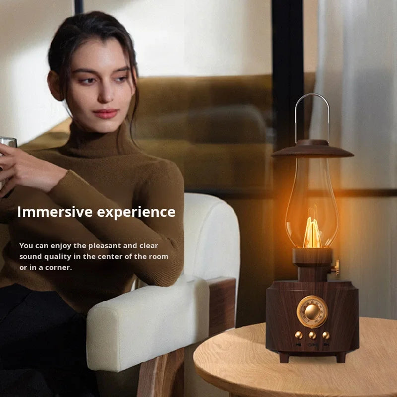 New Kerosene Lamp Retro Bluetooth 5.3 Speaker Outdoor Portable Flame Camping Atmosphere Light Table Small Night Light