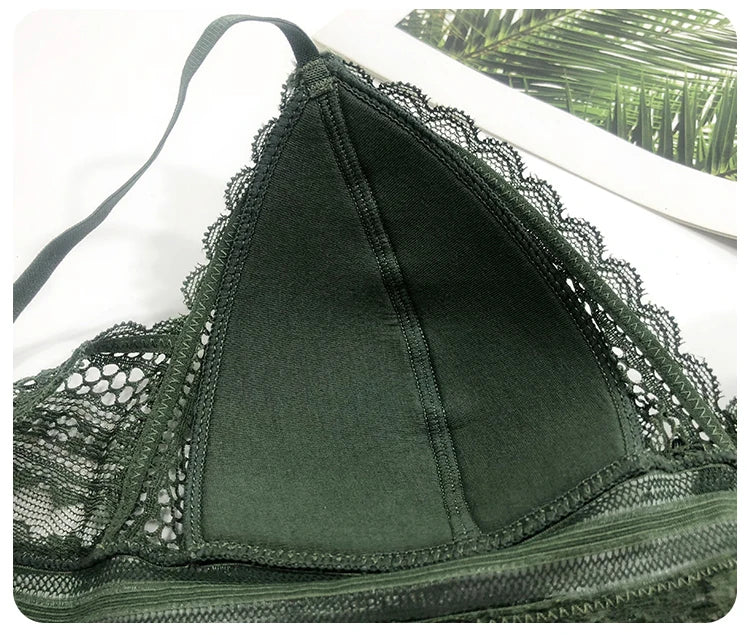 Women French Lace Bra Set Seamless Underwear Set Backless Vest Sexy Panties Elastic Ultrathin Bralette Female Lingerie Intimates