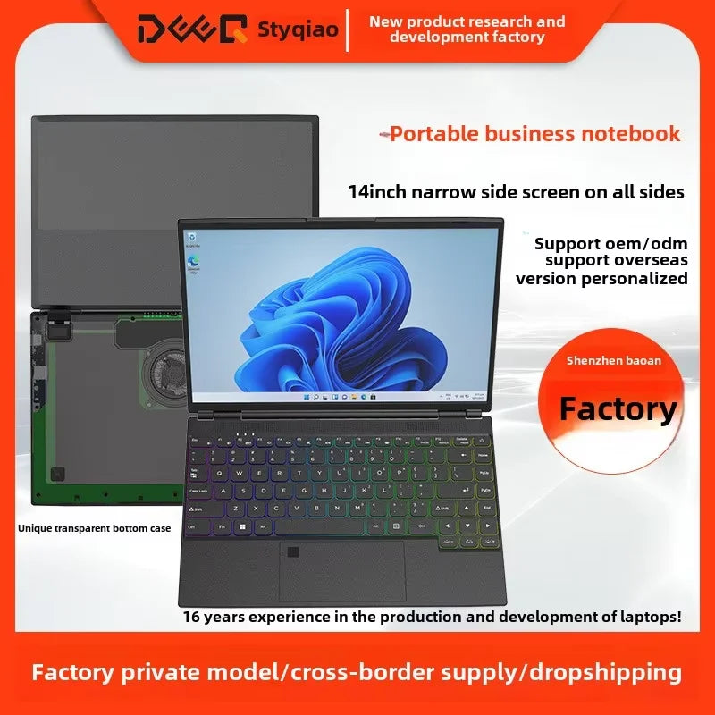 DEEQ 2025 New 14-Inch Business Laptop Intel N95 Quad-Core 32GB RAM 2TB SSD IPS Display English Windows 11 Pro Full-Size Keyboard