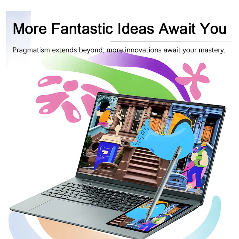 CPU N100 Business Laptops 15.6Inch + 7inch Dual Screen Laptop Touchscreen 1920x1080 IPS Brand New Bulk Purchase Computer Pc