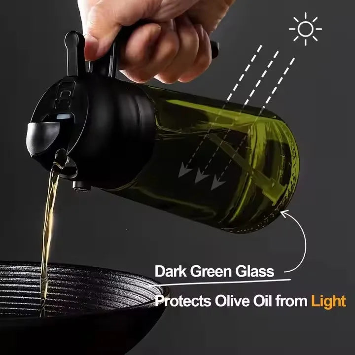 2 in 1 Food-grade 470ml Oil Mister Sprayer Dispenser Glass Oil Bottle for Cooking for Air Fryer Salad Frying BBQ